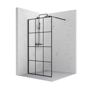 Ścianka prysznicowa walk-in 120x195cm czarna z kratką SP27 KATLA SEVANTE