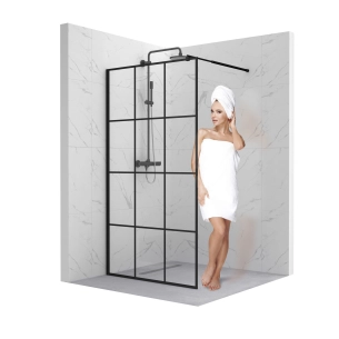 Ścianka prysznicowa walk-in 120x195cm czarna z kratką SP27 KATLA SEVANTE