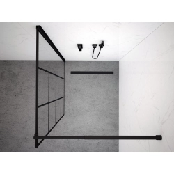 Ścianka prysznicowa walk-in 140x195cm czarna z kratką SP36 KATLA SEVANTE