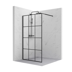 Ścianka prysznicowa walk-in 140x195cm czarna z kratką SP36 KATLA SEVANTE
