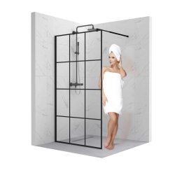 Ścianka prysznicowa walk-in 140x195cm czarna z kratką SP36 KATLA SEVANTE
