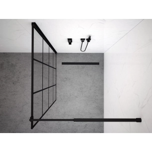 Ścianka prysznicowa walk-in 120x195cm czarna z kratką SP27 KATLA SEVANTE
